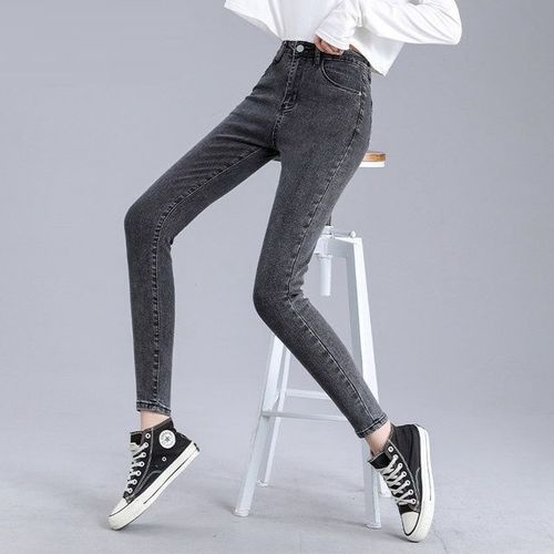 高腰牛仔裤女提臀修身显瘦紧身裤春秋新款百搭弹力铅笔小脚裤子女