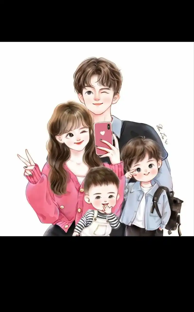 一家四口两个儿子头像,需要的来取.#全家福卡通头像 #两个人 - 抖音