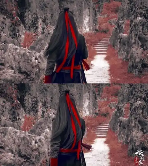 十六年后归来,头上依旧飘着的红发带是刻在心头的朱砂痣,这是魏无羡的