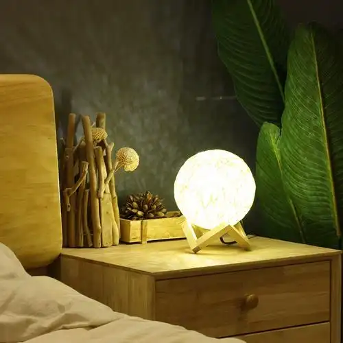 网红小夜灯卧室温馨台灯床头灯ins少女生梦幻浪漫睡眠月球藤球灯