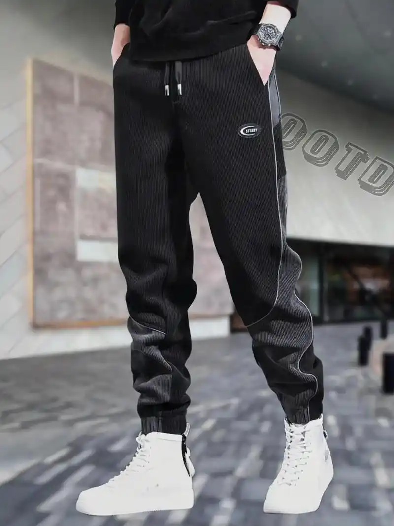 重磅休闲灯芯绒男运动裤 这款灯芯绒休闲男裤,拼接撞色,舒适版 - 抖音