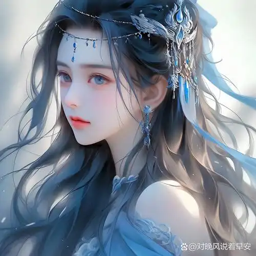蓝色系古风女生头像,绝美!