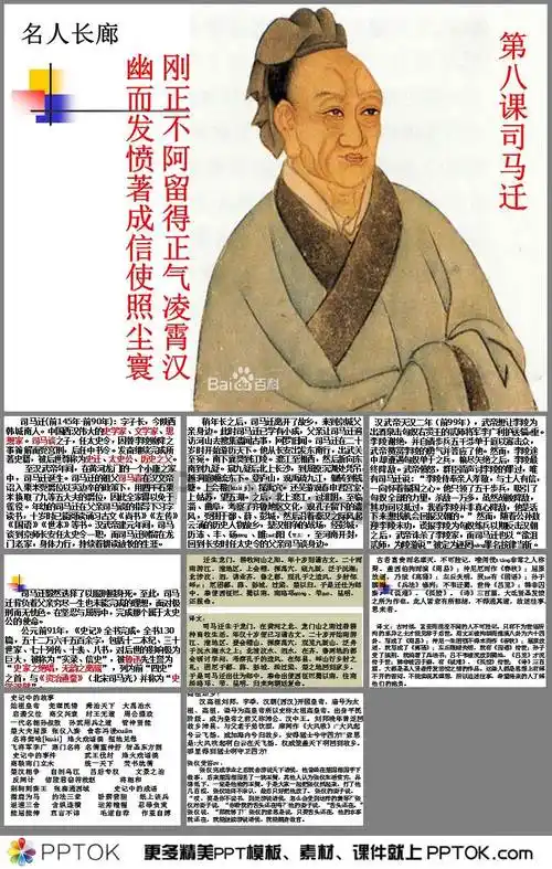 名人长廊司马迁介绍ppt