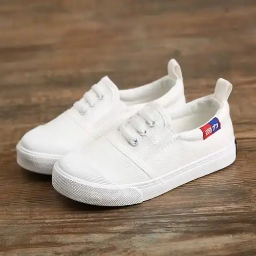 回力童鞋儿童白色布鞋学生小白鞋男童一脚蹬帆布鞋女童春款鞋子新_7折