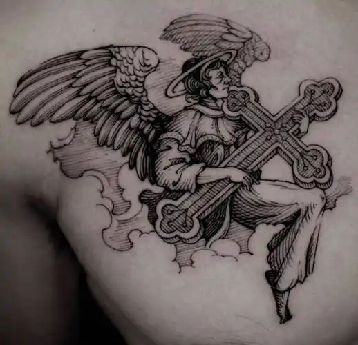 上海纹身店,浦东由龙纹身工作室 天使纹身图案分享_位置_守护_胸口