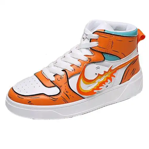 aj小火龙高帮板鞋神奇宝贝鞋子男秋冬加绒保暖棉鞋韩版潮情侣潮鞋