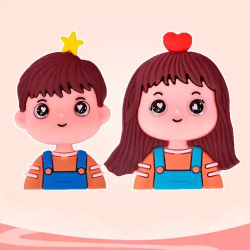 七夕情人节网红卡通情侣人偶插件软陶软胶男孩女孩装饰甜品台装扮