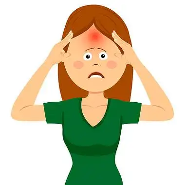 可爱的年轻妇女 i>因 /i>剧烈 i>头 /i>痛