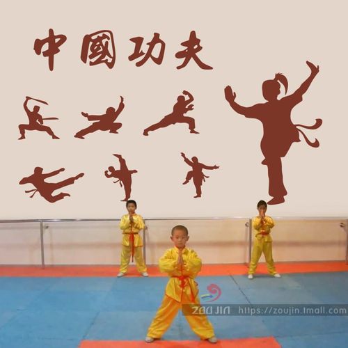 中国功夫武术散打人物武馆装饰贴画武馆道馆跆拳道健身房贴纸墙贴