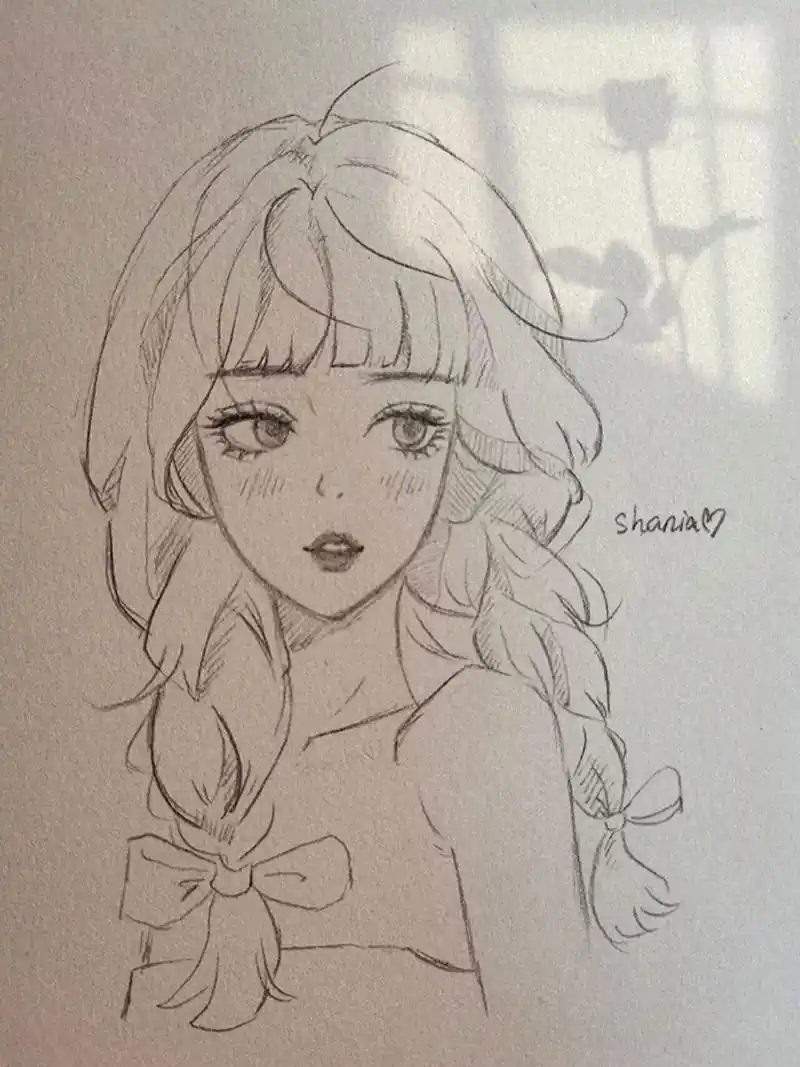 每日临摹(13/100)78少女线稿 临摹自: 	 惊艳不了时光,那就试试温柔