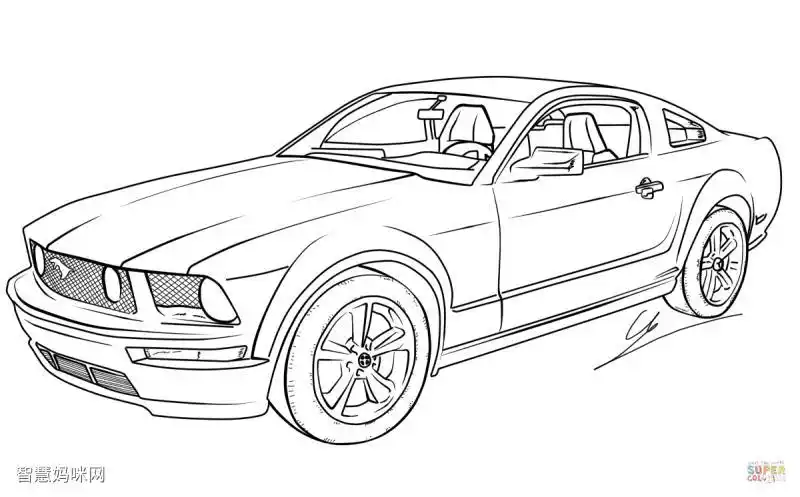 野马汽车简笔画集 简笔画图片大全-普车都