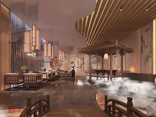 300平特色中式茶餐厅设计装修效果图-京创装饰