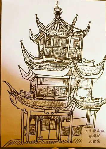 "停课不停学"美术七彩课堂六——线描古建筑