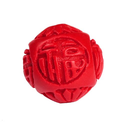 织舞朱砂散珠 单颗雕刻圆珠龙珠莲花珠diy佛珠星月菩提串珠配饰 福字