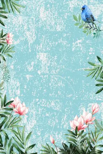 网红ins清新绿植花朵鸟海报背景图片免费下载-千库网