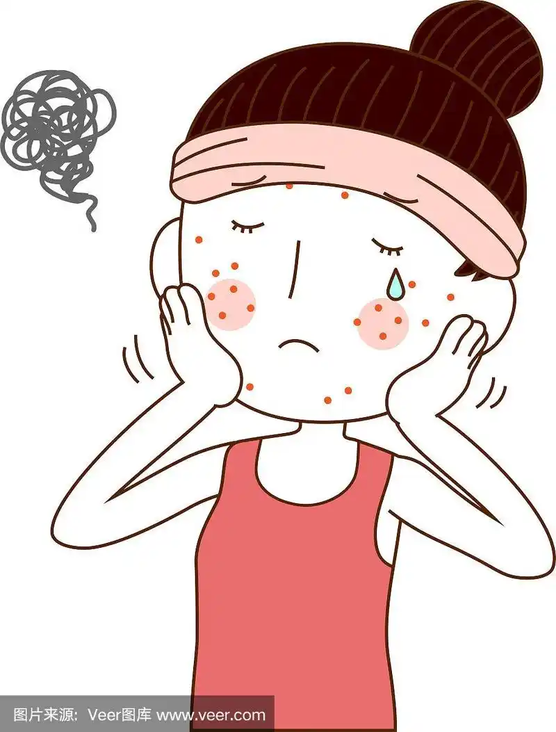 一个可爱的女人与粗糙的皮肤的插图