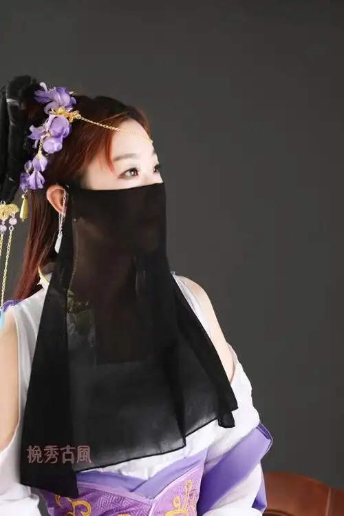 面纱女古代女面纱扶摇同款新款古装汉服蒙面纯色古风配饰雪纺遮脸纱巾