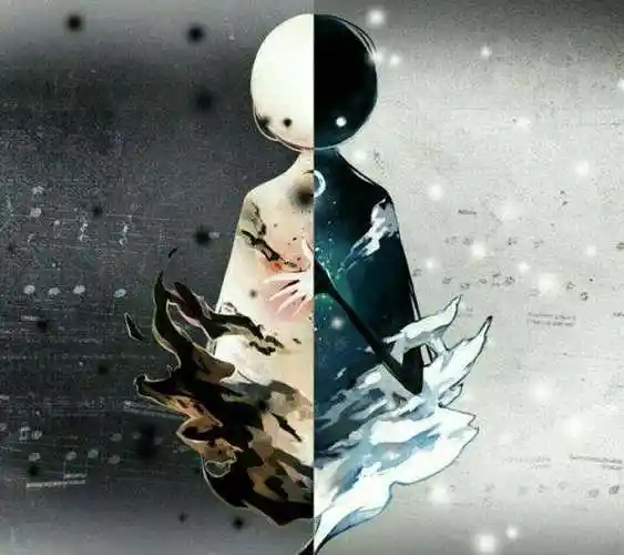 求帮找一种图片一半脸是天使或人脸另一半脸是恶魔一半天使身体一半