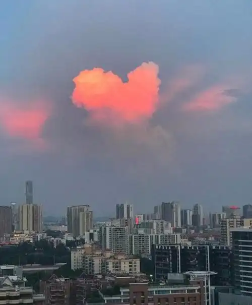 傍晚广州天空现心形云_新浪看点