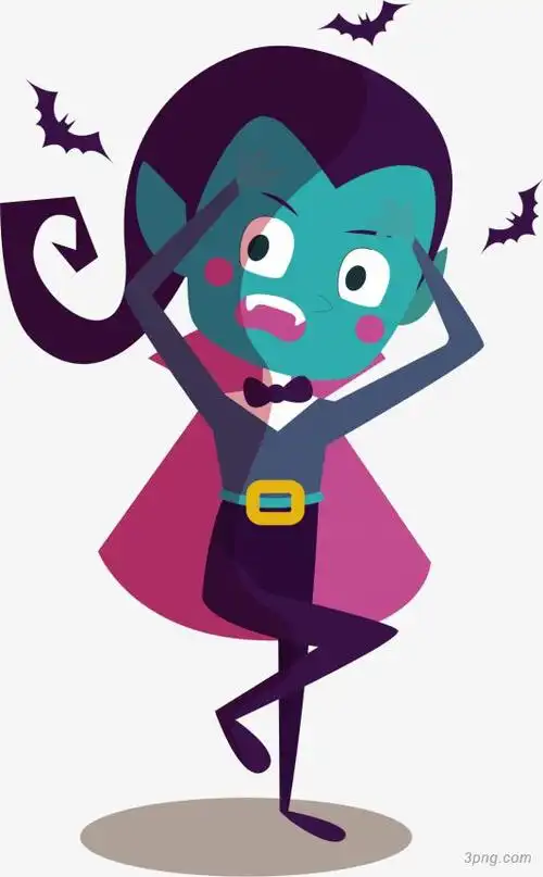 万圣节卡通吸血鬼png素材透明免抠图片-节日元素