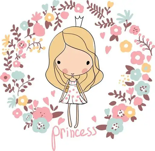 手绘可爱小女生和花朵插画平面广告素材免费下载(图片编号:8789260)-