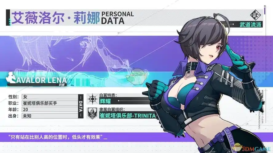 在vgame消零世界中,艾薇洛尔·莉娜是俱乐部的买手,而且精通各种体术