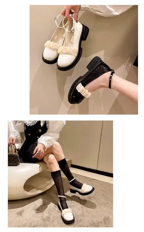 浪莎langsha 软妹子可爱小清新玛丽珍单鞋女配长筒袜休闲百搭小皮鞋女