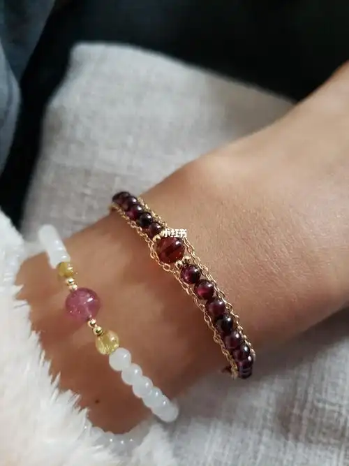 石榴石手编手链