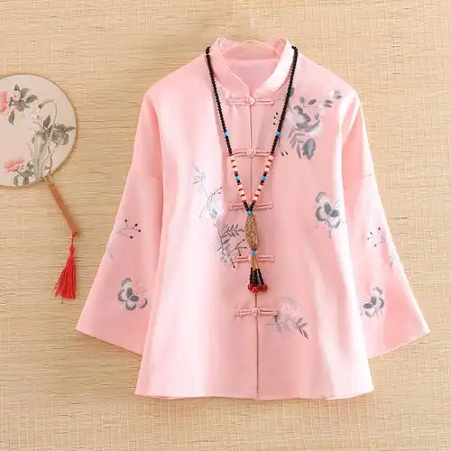 美伦复古古风短款唐装外套2019女装新款盘扣上衣