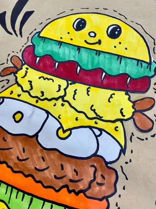 《超级汉堡》5～7岁创意儿童画