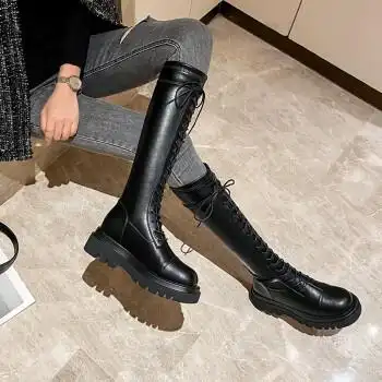 百丽长筒靴女内增高2022年冬季新款显瘦长筒靴厚底高跟不过膝高筒女靴