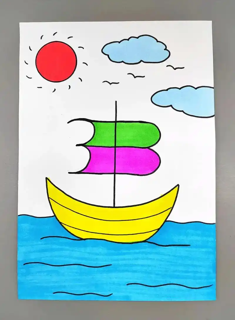 教你用数字"3"画小帆船,简单易学,快来试试吧#图文伙伴计划 - 抖音