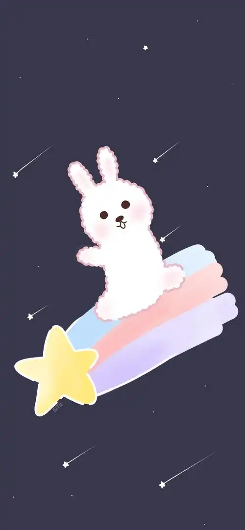 少女心可爱兔子手绘手机壁纸