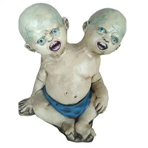 万圣节恐怖摆件双头鬼娃红眼双头婴酒吧ktv密室逃脱鬼屋道具装饰