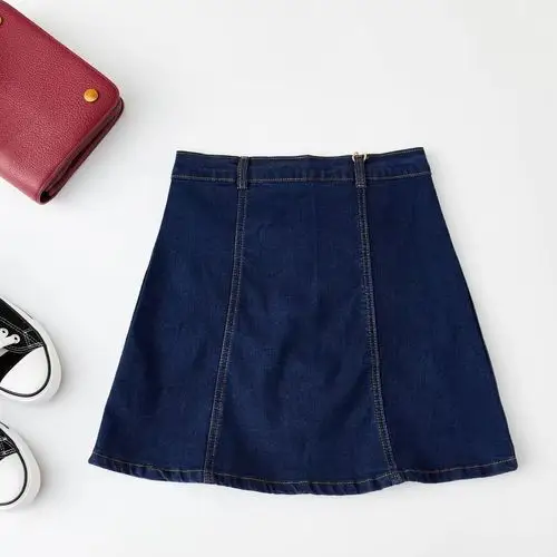 30050 2019夏季新款韩版单排扣蓝黑牛仔半身裙女