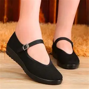 老北京布鞋单鞋女鞋圆口一带浅口搭扣民族风中老年舞蹈鞋休闲尖口