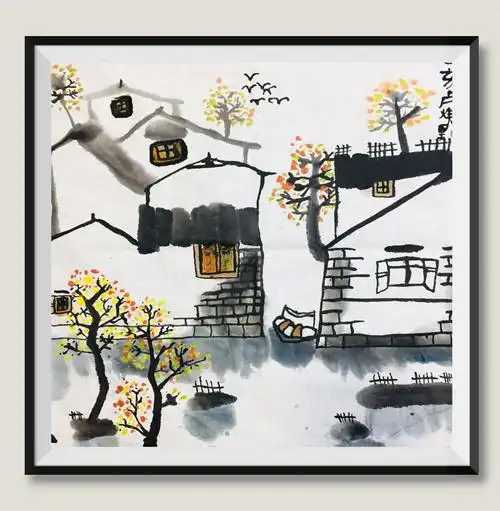 9周六晚上班·东校区·白石大师班作品·国画《江南水乡》