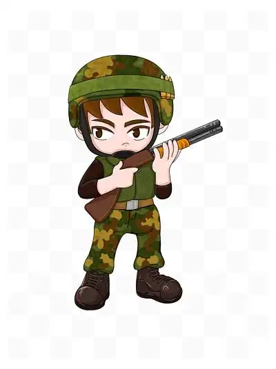 q版卡通拿着 i>枪 /i>的吃鸡男孩