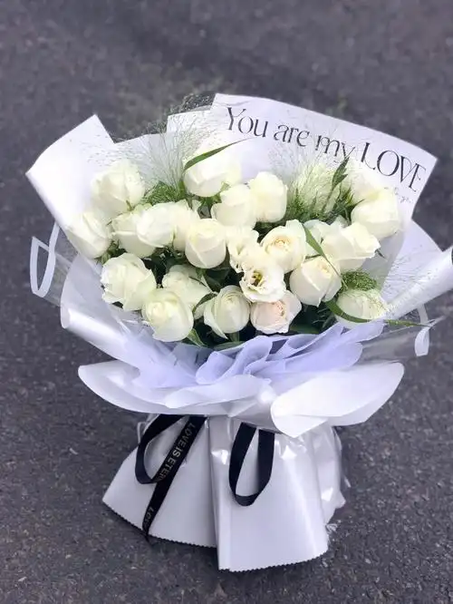 21朵白玫瑰花束