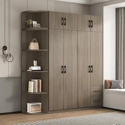 衣柜卧室平开门衣柜木质组合现代简易简约板式  180*160*50>四门