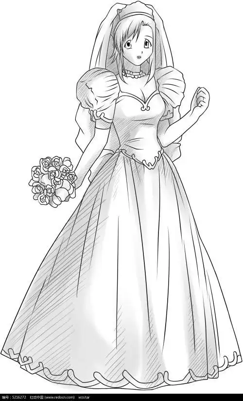 动漫人物新娘简笔画