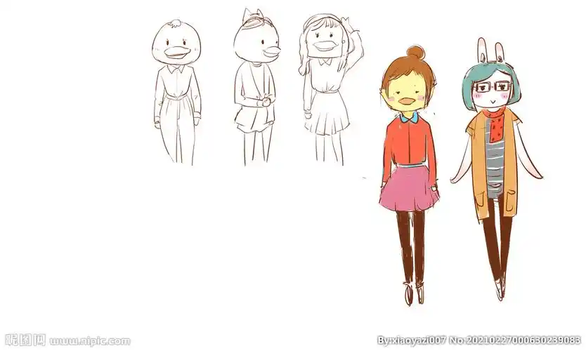 鸭脸个性特色女孩卡通形象设计