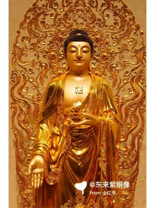 阿弥陀佛铜像摆件铜工艺品居家摆件