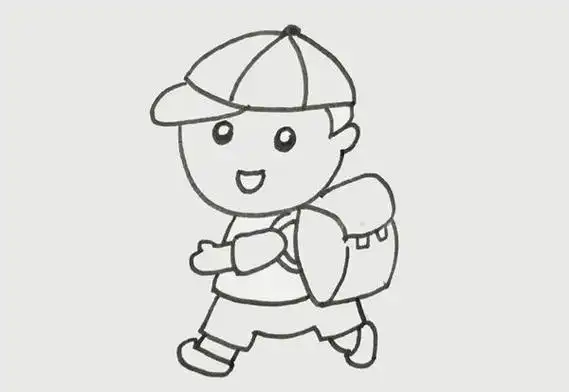 背书包的小学生彩色画法简笔画怎么画步骤教程