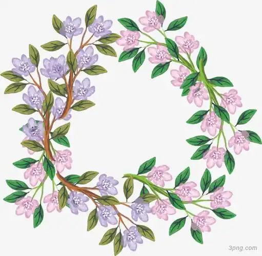 鲜花藤蔓花环png素材透明免抠图片动植人物