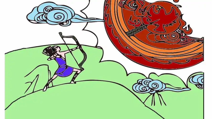 后羿射日怎么画 - 简笔画 - 懂得