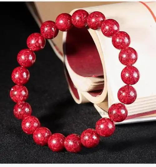 真朱砂手串石晶体高含量红色女男士神沙手链生日礼物女晶体砂8mm全