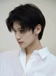 假发男中分蓬松短发韩系纹理直发减龄修脸学生发套仿真透气全头套