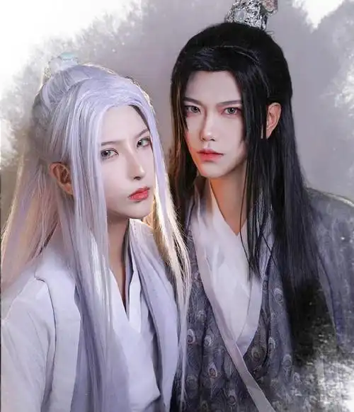 帅气_男少年男士帅气汉服饰品万用头套式蓬松古代男生古风高马尾假发