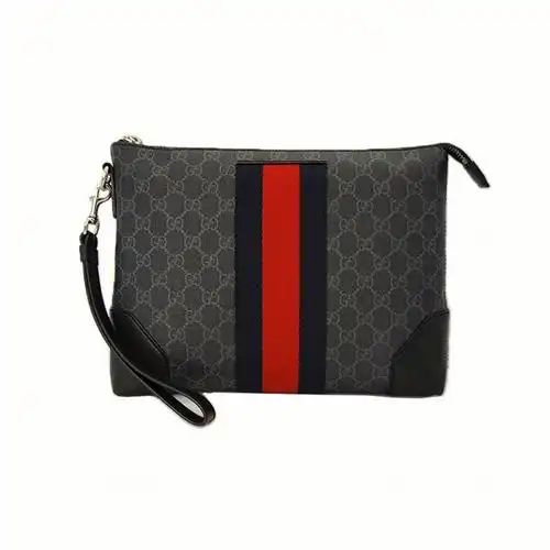 古驰gucci男士黑色老花手拿包